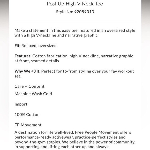 NWOT Free People Movement Post Up High V-Neck Tee Paris Medium cream and Red - Picture 5 of 11